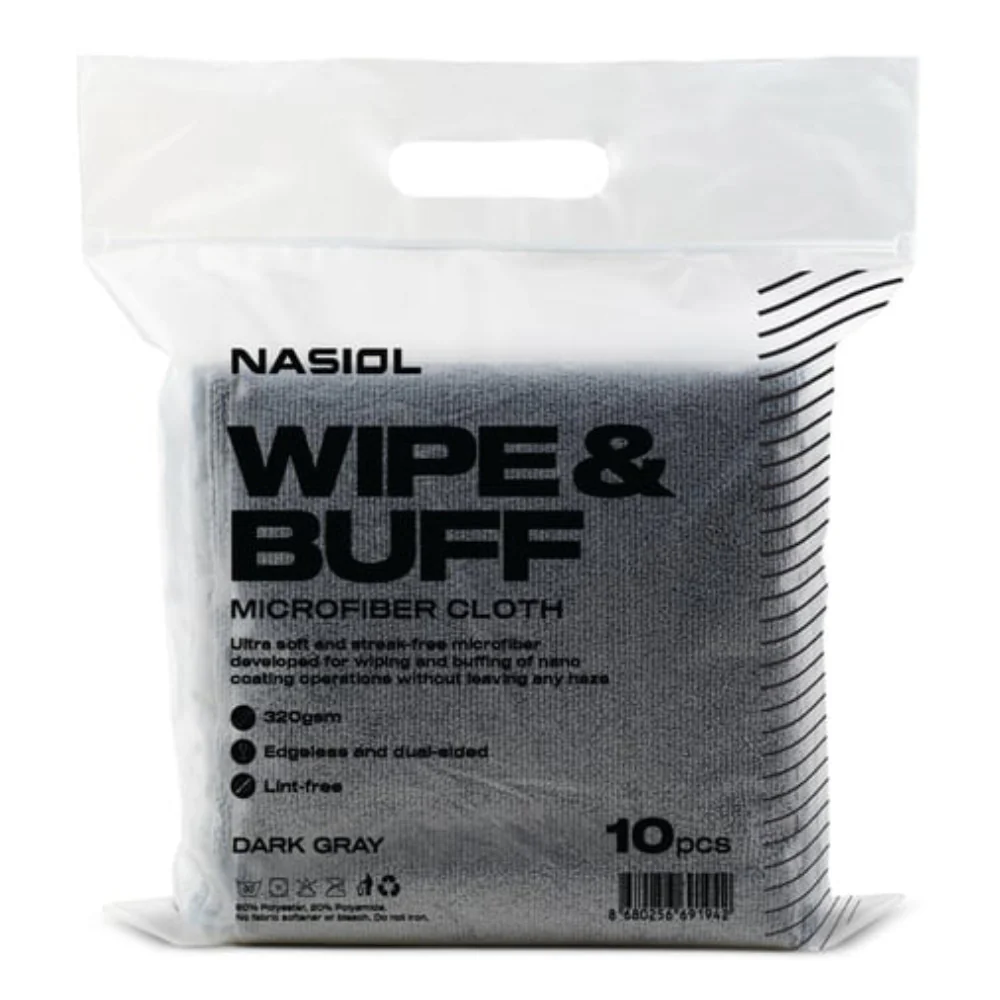 Nasiol - Wipe & Buff Microfiber Cloth 10pcs. Gray Poliertuch 40x40cm 320GSM 10Stk. 1 Nasiol - Wipe & Buff Microfiber Cloth