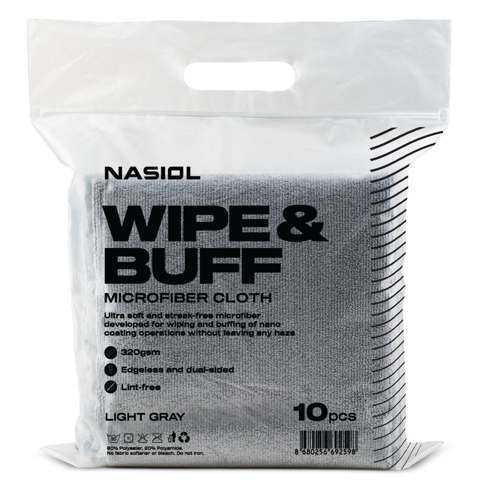 Nasiol - Wipe & Buff Microfiber Cloth 10pcs. Gray Poliertuch 40x40cm 320GSM 10Stk. 5 Nasiol - Wipe&Buff Microfiber Cloth 10pcs. Light Gray - Poliertuch Hellgrau 40x40cm 320GSM 10Stk.