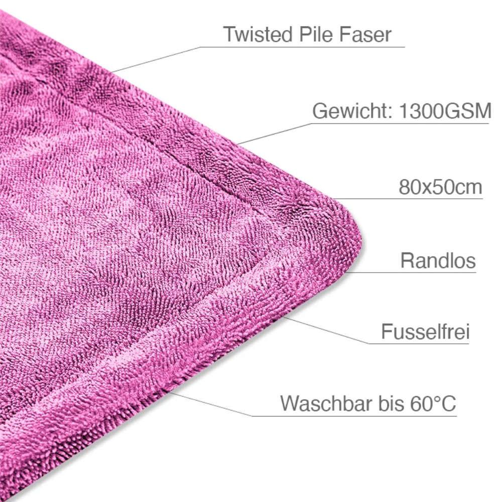 Liquid Elements - BLACK HOLE XL Pink Premium Trockentuch 80x50cm 1300GSM Randlos