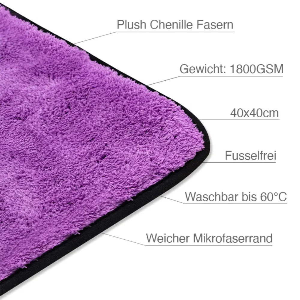 Liquid Elements - PURPLE MONSTER Mikrofasertuch 40x40cm 1800GSM 4 PURPLE MONSTER Mikrofasertuch