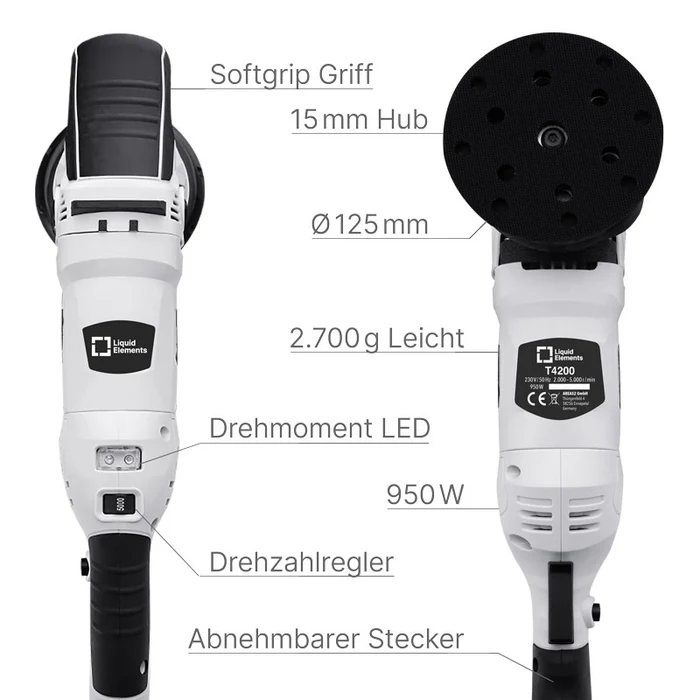 Liquid Elements - Exzenter Poliermaschine T4200 15mm Hub 3 Exzenter Poliermaschine T4200